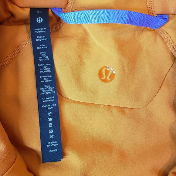 NWT LULULEMON Insulated Hiking Vest LM4AIES Ripstop Orange Men's Size XL - Picture 6 of 13
